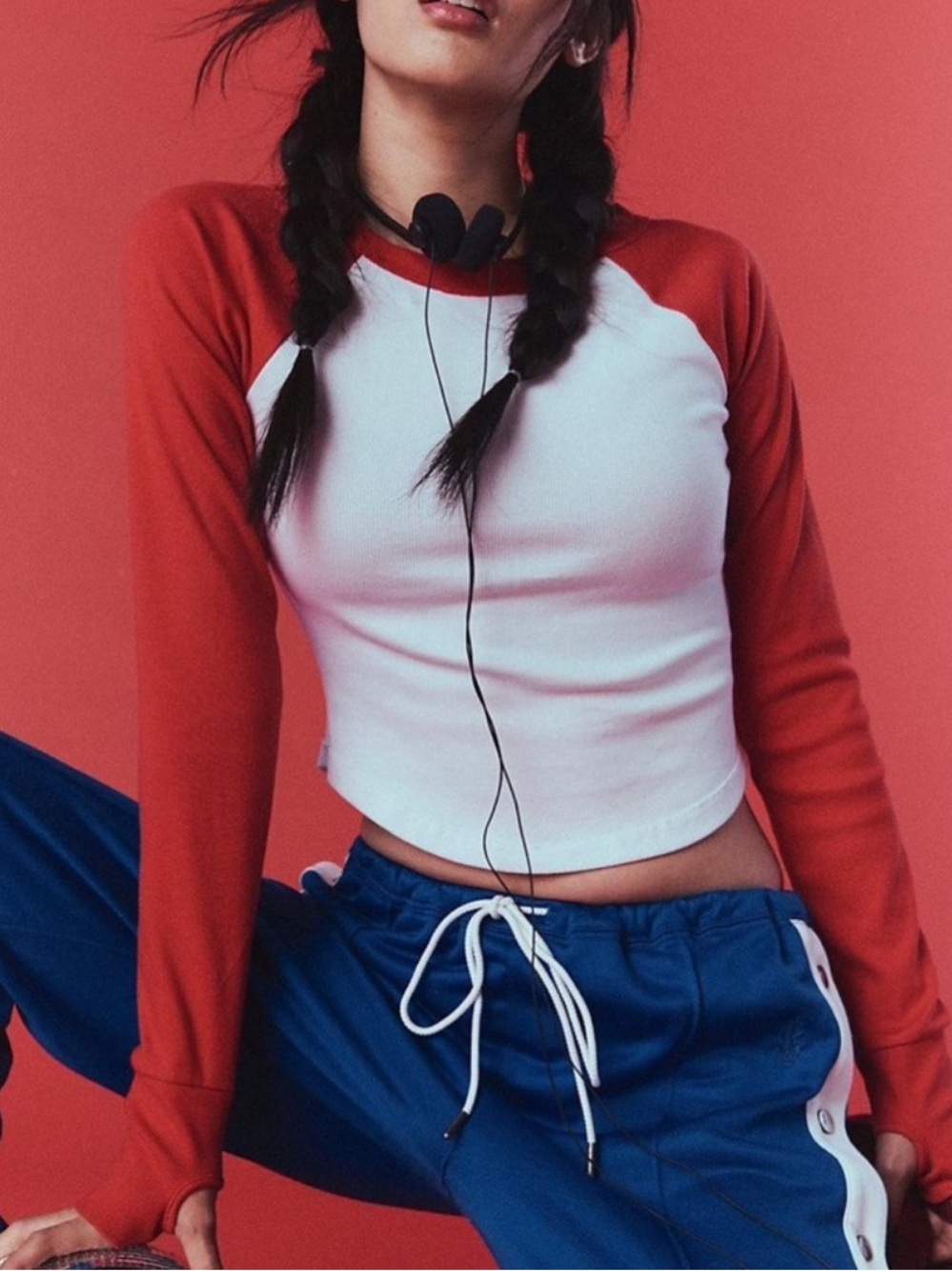 FP Movement Ribbed Boatneck Baseball Tee | Size L